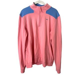 NWOT Vineyard Vines Pink and Blue Quarter Zip Shep Shirt Pullover‎ Sweatshirt XL